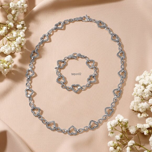 John Hardy JAI Infinite Love Heart Link Sterling Silver Bracelet, 19g XS - Picture 12 of 13